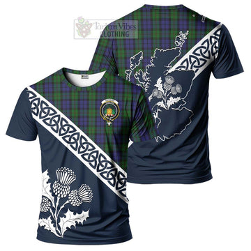 Dundas Tartan T-Shirt Featuring Thistle and Scotland Map Kid's Shirt - Tartanvibesclothing Store