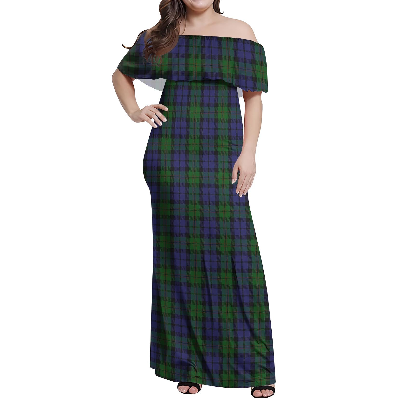 Dundas Tartan Off Shoulder Long Dress Women's Dress - Tartan Vibes Clothing