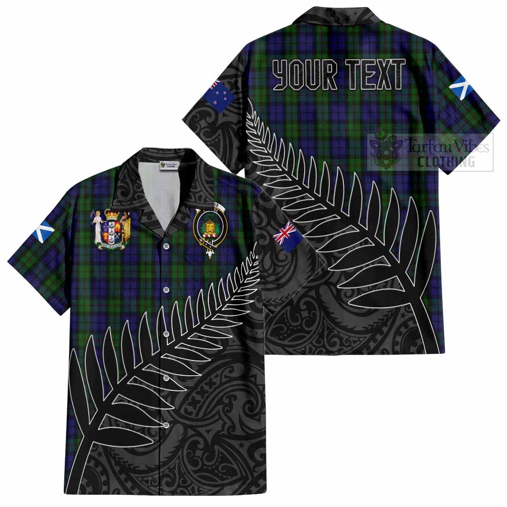 Dundas Crest Tartan Hawaiian Shirt with New Zealand Silver Fern Half Style Kid - Tartan Vibes Clothing