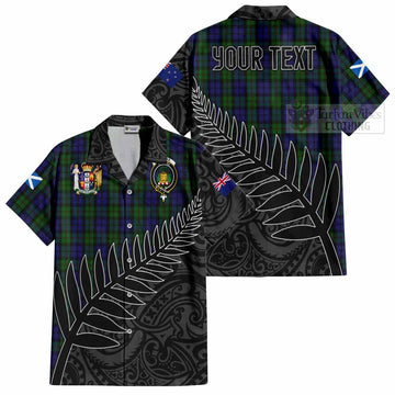 Dundas Crest Tartan Hawaiian Shirt with New Zealand Silver Fern Half Style Kid - Tartan Vibes Clothing