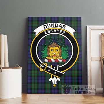 Dundas Tartan Canvas Print Wall Art with Family Crest Without Frame - Tartan Vibes Clothing
