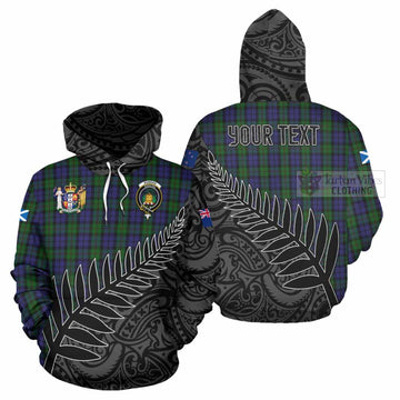 Dundas Crest Tartan Hoodie with New Zealand Silver Fern Half Style Zip Hoodie - Tartan Vibes Clothing