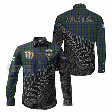 Dundas Crest Tartan Long Sleeve Button Shirt with New Zealand Silver Fern Half Style Men's Shirt S - Tartan Vibes Clothing
