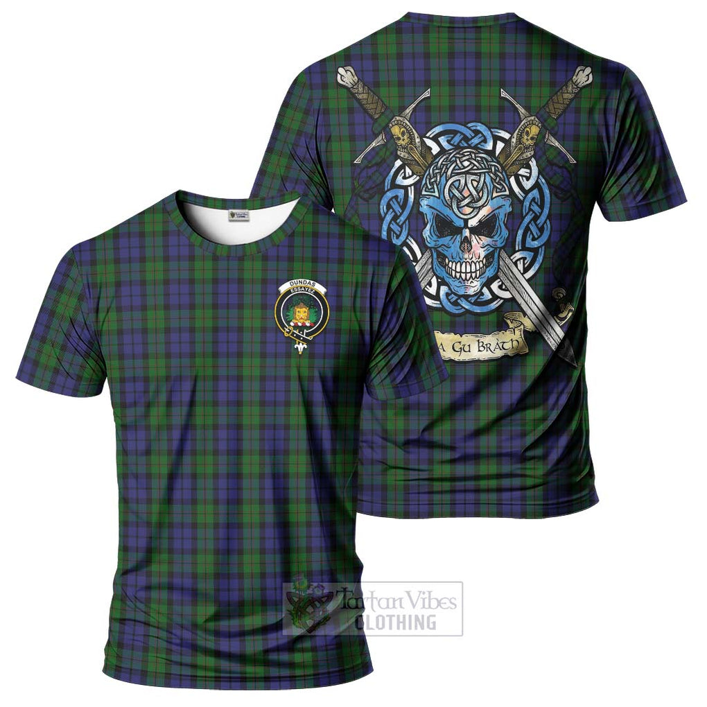 Dundas Tartan T-Shirt with Family Crest Celtic Skull Style Kid's Shirt - Tartan Vibes Clothing