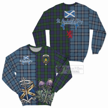 Dundas Tartan Sweatshirt Happy St. Andrew's Day Half Tartan Style Unisex - Tartan Vibes Clothing