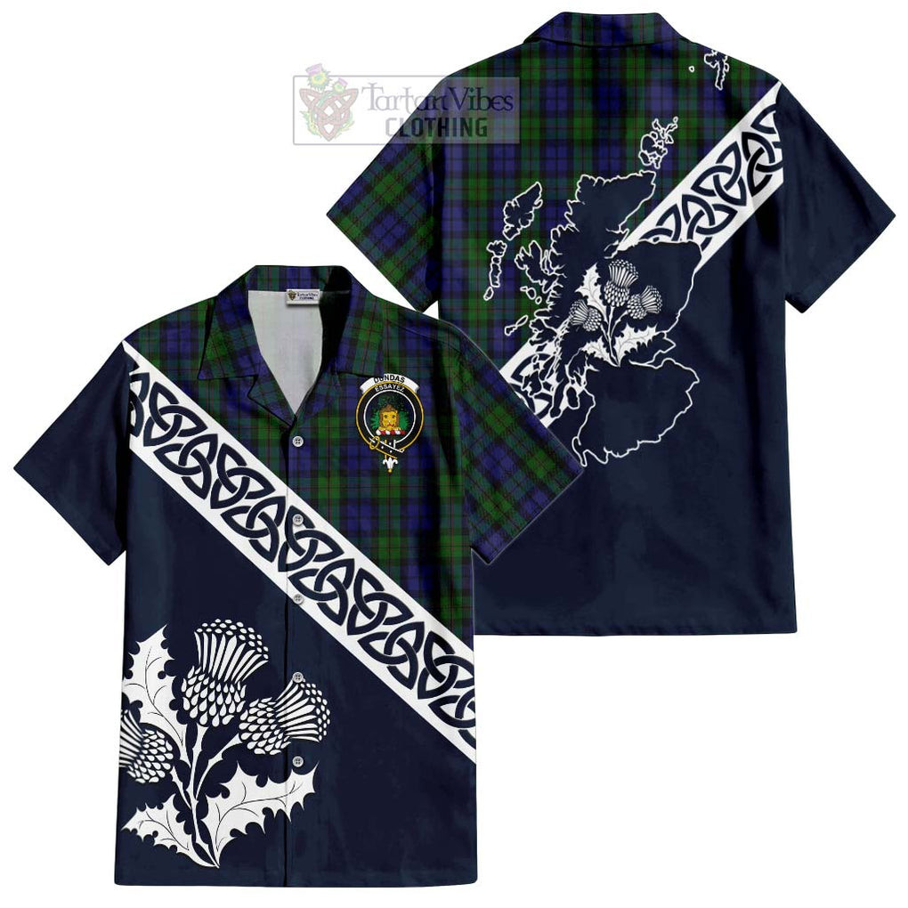 Dundas Tartan Hawaiian Shirt Featuring Thistle and Scotland Map Kid - Tartan Vibes Clothing