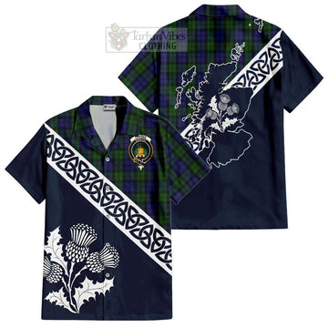 Dundas Tartan Hawaiian Shirt Featuring Thistle and Scotland Map Kid - Tartan Vibes Clothing