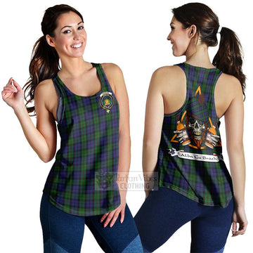 Dundas Tartan Women's Racerback Tanks with Family Crest and Bearded Skull Holding Bottles of Whiskey 4XL - Tartan Vibes Clothing