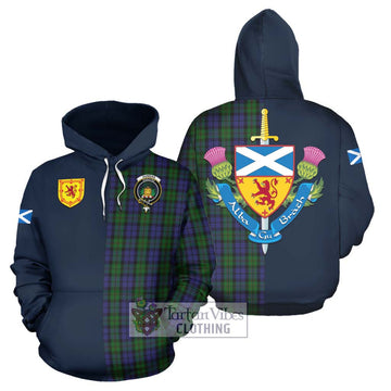 Dundas Tartan Hoodie Alba with Scottish Lion Royal Arm Half Style Zip Hoodie - Tartan Vibes Clothing