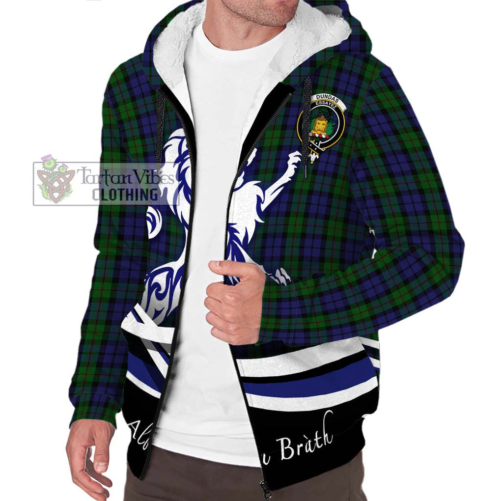 Dundas Tartan Sherpa Hoodie with Alba Gu Brath Regal Lion Emblem Unisex S - Tartan Vibes Clothing
