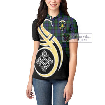 Dundas Tartan Women's Polo Shirt with Family Crest and Celtic Symbol Style Women - Tartan Vibes Clothing