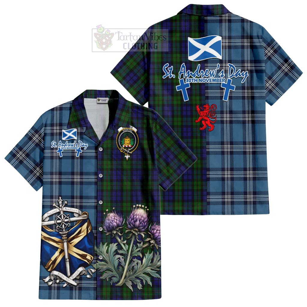 Dundas Tartan Hawaiian Shirt Happy St. Andrew's Day Half Tartan Style Kid - Tartan Vibes Clothing