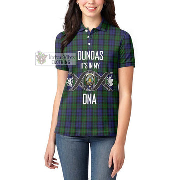 Dundas Tartan Women's Polo Shirt with Family Crest DNA In Me Style Women - Tartan Vibes Clothing