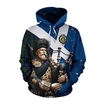 Dundas Tartan Cotton Hoodie with Family Crest Scottish Bagpiper Vibes Pullover Hoodie XS - Tartan Vibes Clothing