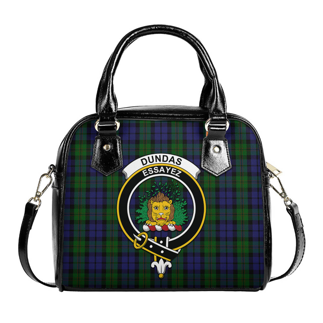 Dundas Tartan Shoulder Handbags with Family Crest One Size 9*21*24 cm (3.54*8.27*9.45 inches) - Tartan Vibes Clothing