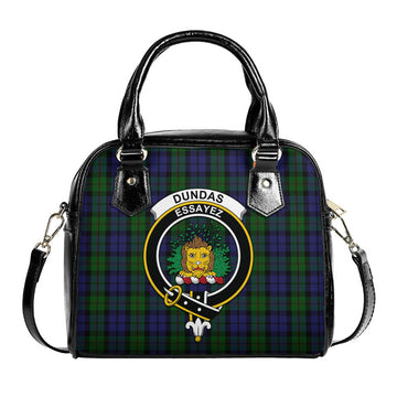 Dundas Tartan Shoulder Handbags with Family Crest