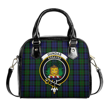 Dundas Tartan Shoulder Handbags with Family Crest One Size 9*21*24 cm (3.54*8.27*9.45 inches) - Tartan Vibes Clothing