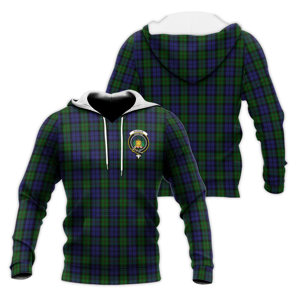 Dundas Tartan Knitted Hoodie with Family Crest Unisex Knitted Pullover Hoodie - Tartan Vibes Clothing
