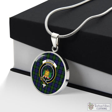 Dundas Tartan Circle Necklace with Family Crest Luxury Necklace (Silver) No - Tartan Vibes Clothing