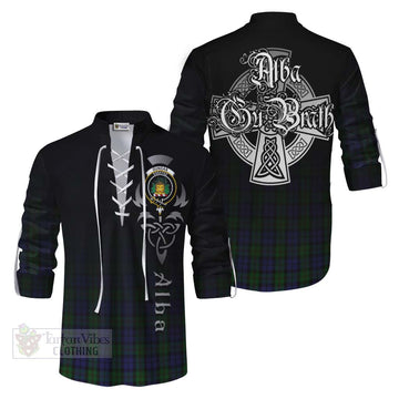 Dundas Tartan Ghillie Kilt Shirt Featuring Alba Gu Brath Family Crest Celtic Inspired Men - Tartan Vibes Clothing