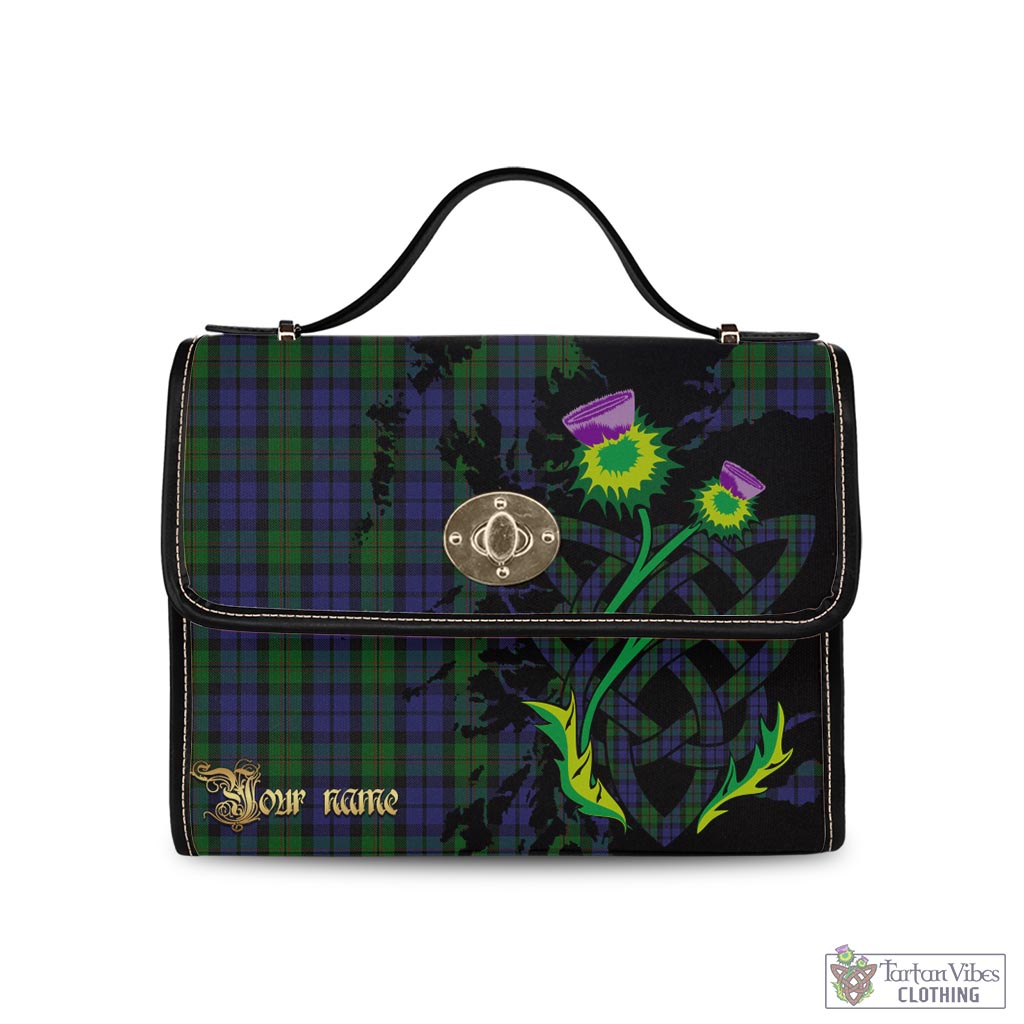 Tartan Vibes Clothing Dundas Tartan Waterproof Canvas Bag with Scotland Map and Thistle Celtic Accents