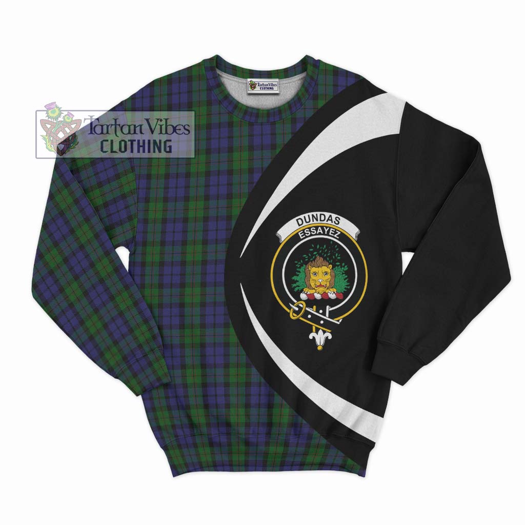 Dundas Tartan Sweatshirt with Family Crest Circle Style Unisex - Tartan Vibes Clothing