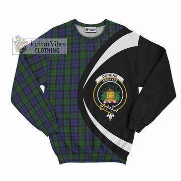 Dundas Tartan Sweatshirt with Family Crest Circle Style Unisex - Tartan Vibes Clothing