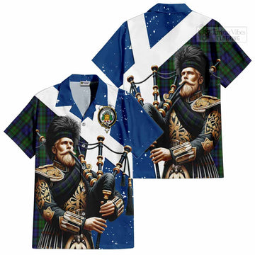 Dundas Tartan Hawaiian Shirt with Family Crest Scottish Bagpiper Vibes Kid - Tartan Vibes Clothing