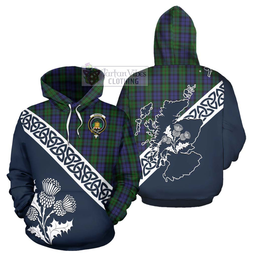 Dundas Tartan Hoodie Featuring Thistle and Scotland Map Zip Hoodie - Tartan Vibes Clothing