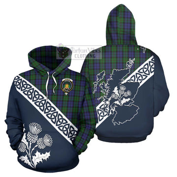 Dundas Tartan Hoodie Featuring Thistle and Scotland Map Zip Hoodie - Tartan Vibes Clothing