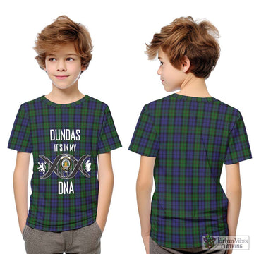 Dundas Tartan Kid T-Shirt with Family Crest DNA In Me Style Youth XL Size14 - Tartan Vibes Clothing