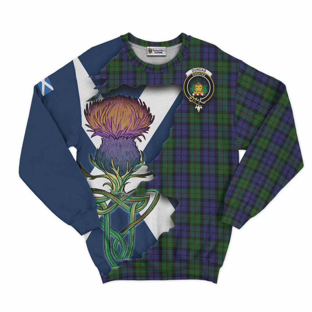 Dundas Tartan Family Crest Sweatshirt Scottish Thistle Celtic Inspired Unisex - Tartan Vibes Clothing