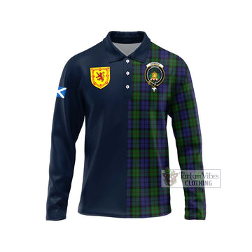 Dundas Tartan Long Sleeve Polo Shirt Alba with Scottish Lion Royal Arm Half Style Unisex - Tartan Vibes Clothing