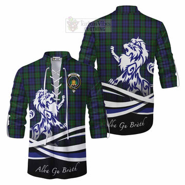 Dundas Tartan Ghillie Kilt Shirt with Alba Gu Brath Regal Lion Emblem Men - Tartan Vibes Clothing