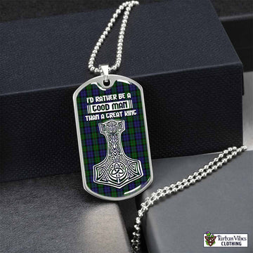 Tartan Vibes Clothing Dundas Tartan Dog Tag Necklace Viking Mjolnir Style