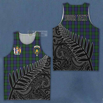 Dundas Crest Tartan Men's Tank Top with New Zealand Silver Fern Half Style Men - Tartan Vibes Clothing