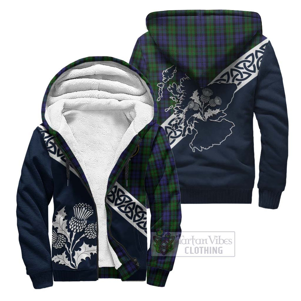Dundas Tartan Sherpa Hoodie Featuring Thistle and Scotland Map Unisex - Tartan Vibes Clothing