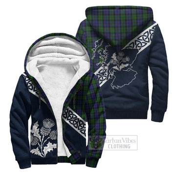Dundas Tartan Sherpa Hoodie Featuring Thistle and Scotland Map Unisex - Tartan Vibes Clothing