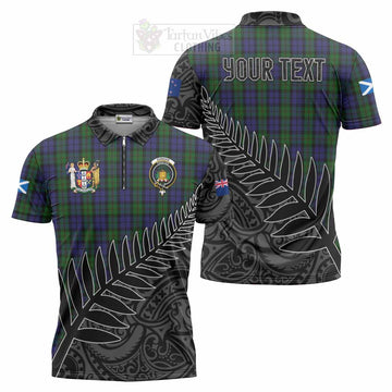 Dundas Crest Tartan Zipper Polo Shirt with New Zealand Silver Fern Half Style Unisex - Tartan Vibes Clothing