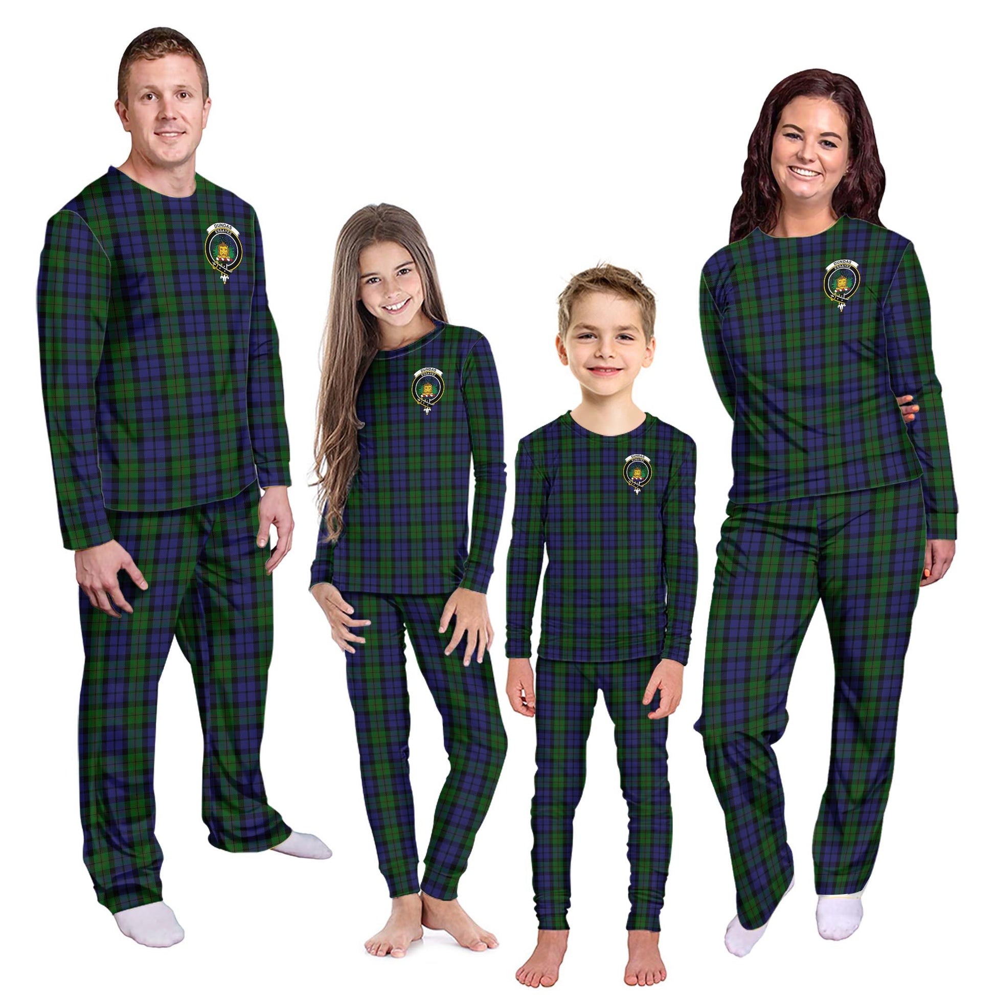 Dundas Tartan Pajamas Family Set with Family Crest Kid - Tartan Vibes Clothing