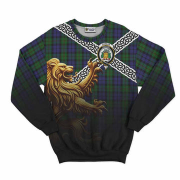 Dundas Crest Tartan Sweatshirt with Golden Lion Emblem Celtic Style Unisex - Tartan Vibes Clothing