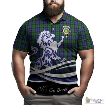 Dundas Tartan Polo Shirt with Alba Gu Brath Regal Lion Emblem Kid - Tartan Vibes Clothing