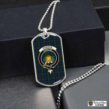 Tartan Vibes Clothing Dundas Tartan Dog Tag Necklace with Family Crest