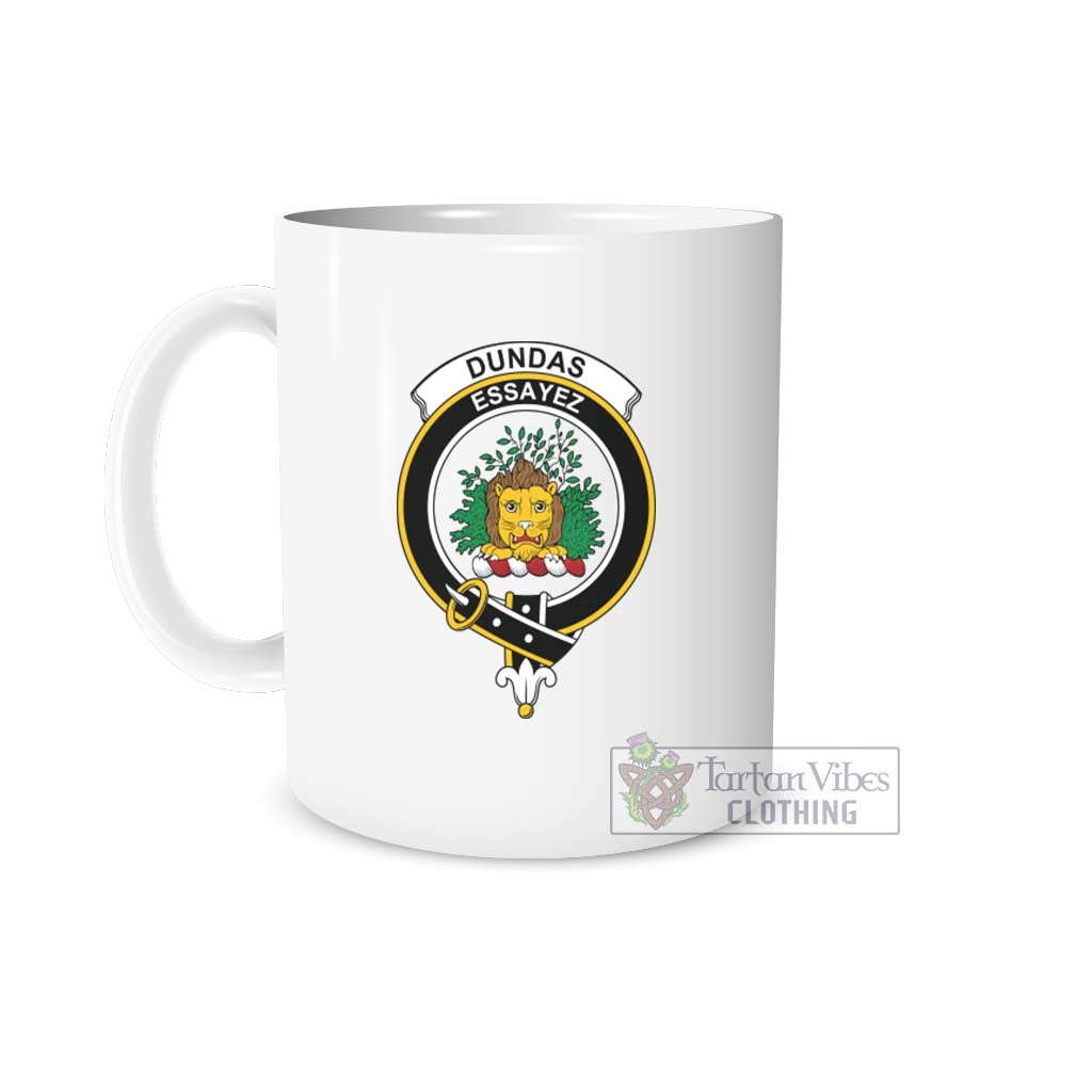 Dundas Family Crest Ceramic Mug White - 2D-tartanvibesclothing