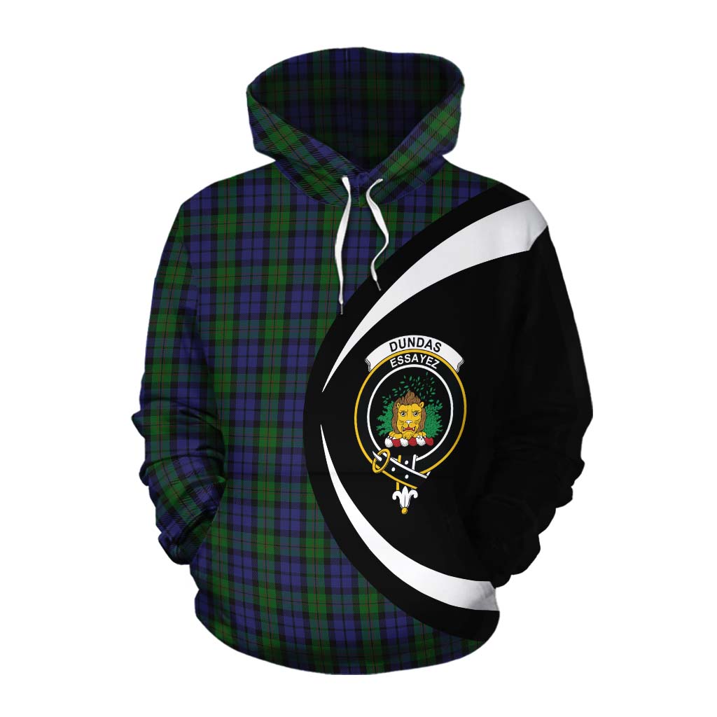 Dundas Tartan Cotton Hoodie with Family Crest Circle Style Pullover Hoodie XS - Tartan Vibes Clothing