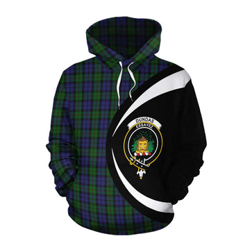 Dundas Tartan Cotton Hoodie with Family Crest Circle Style Pullover Hoodie XS - Tartan Vibes Clothing