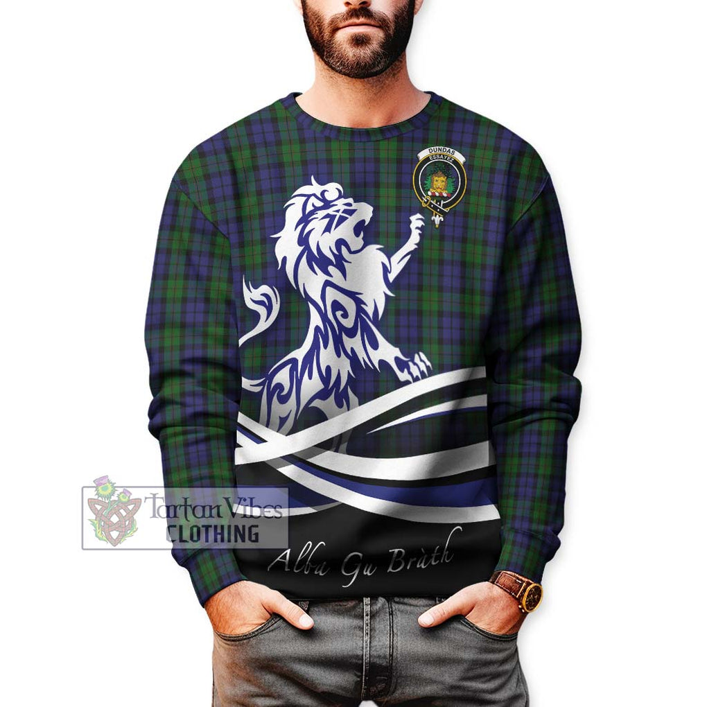Dundas Tartan Sweatshirt with Alba Gu Brath Regal Lion Emblem Unisex - Tartan Vibes Clothing