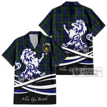 Dundas Tartan Hawaiian Shirt with Alba Gu Brath Regal Lion Emblem Kid - Tartan Vibes Clothing