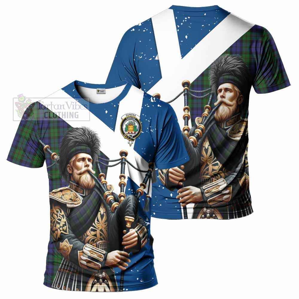 Dundas Tartan T-Shirt with Family Crest Scottish Bagpiper Vibes Kid's Shirt - Tartan Vibes Clothing