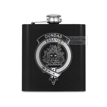 Dundas Crest Hip Flask Set 7oz Black Stainless Steel with A Gift Box One Size 7oz - 2D-tartanvibesclothing